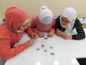 Art session with Miss. Rama for the kids and our guest Jude. Quilling art for the girls with Miss. Roaa.
